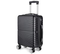 Eco-Lux Essentials Valise à main rigide en ABS avec 4 roulettes pivotantes - 50 x 32 x 20 cm - Serrure certifiée TSA intégrée, Noir , Small/Medium (Cabin Size), Bagages à main