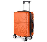 Eco-Lux Essentials Valise de cabine rigide en ABS de 55 cm avec 4 roues rotatives, étui de voyage léger avec serrure approuvée par la TSA, s'adapte à la plupart des compartiments aériens, orange brûlé