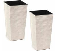 Eco Nizza Lot de 2 Pots de Fleurs Blanc 25 cm