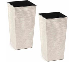 Eco Nizza Lot de 2 Pots de Fleurs Blanc 25 cm