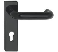 ECO Poignée de porte en U pour porte coupe-feu 53 mm Noir sur plaque courte PZ 72
