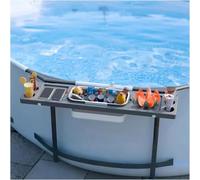 ECO POOLTECH Table de piscine pliable 3 en 1, porte-gobelet portable hors sol avec seau de piscine comme refroidisseur de piscine, bar pour piscine à cadre / terrasse, doit avoir des accessoires de