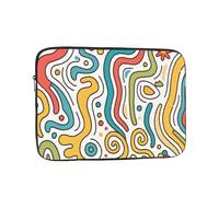 Eco Prints - Housse fine en polyester recyclé pour ordinateur portable de 25,4 à 17,2 cm, pour campus, voyage, rentrée scolaire (lignes minimalistes E, 25,4 cm)