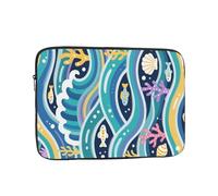 Eco Prints - Housse fine en polyester recyclé pour ordinateur portable de 25,4 à 43,2 cm, pour campus, voyage, rentrée scolaire (lignes minimalistes G, 38,1 cm)