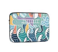 Eco Prints - Housse fine en polyester recyclé pour ordinateur portable de 25,4 à 43,2 cm, pour campus, voyage, rentrée scolaire (lignes minimalistes A, 33 cm)
