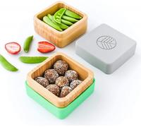 eco rascals, 2 x pots à goûter naturels en bambou pour bébés, jeunes enfants, pots de conservation secs, qualité alimentaire, couvercle en silicone, vert et gris
