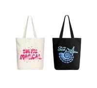 Ecoright Sac de courses en tissu de coton, imprimé avec fermeture éclair, sac de transport robuste avec poignée, sac en tissu pour femme, utilitaire, Enchanting You-sea Shell, Taille unique