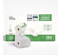 ECO ROOLLS® - Bobine Thermique 80x80x12 - Rouleau 80x80 pour imprimante - Rouleau imprimante thermique 80mm x 80m x 12mm - Sans BPA - [100x]