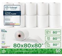 ECO ROOLLS® - Bobine Thermique 80x80x12 - Rouleau 80x80 pour imprimante - Rouleau imprimante thermique 80mm x 80m x 12mm - Sans BPA - [50x]