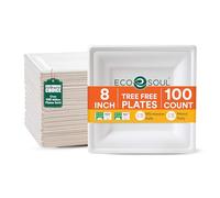 ECO SOUL Lot de 100 assiettes jetables en carton compostables de 20,3 cm pour dîner et fêtes | Assiettes écologiques en bagasse de canne à sucre.