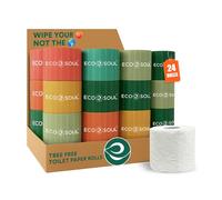 ECO SOUL Lot de 24 rouleaux de papier toilette en bambou 100 % compostable | 3 plis avec 7200 feuilles, 300 feuilles chacune | Papier toilette ultra doux, sans danger pour les septiques