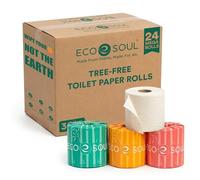ECO SOUL Lot de 24 rouleaux de papier toilette en bambou 100 % compostable | 3 plis avec 7200 feuilles, 300 feuilles chacune | Papier toilette ultra doux, sans danger pour les septiques