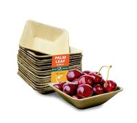 ECO SOUL Lot de 50 mini bols à dessert carrés jetables en forme de feuille de palmier 100 % compostables de 10,2 cm, 141,7 g - Bols à dessert en bambou style I robustes et respectueux de
