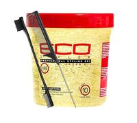 Eco Style Gel coiffant à l'huile d'argan 24 oz avec peigne à queue et brosse à bord - Favorise la brillance et la brillance Parfait pour contrôler les frisottis. Hydratant en profondeur, nourrit le