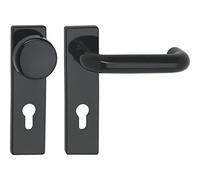 ECO U-Form EI FH Kit de changement de porte et poignée de porte en plastique Noir sur plaque courte PZ 72 pour portes coupe-feu 53 mm