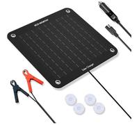 ECO-WORTHY 10W 12V Car Battery Maintainer, Portable Solar Maintenance Charger with Cigarette Lighter or Crocodile Clips for RVCampi