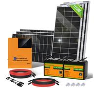 ECO-WORTHY 1170W 24V Kit panneau solaires avec onduleur hybride 3000W 24V + batterie LiFePo4 2x100Ah pour jardin, maison, camping