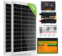 ECO-WORTHY 240W 12V Kit Solaire Complet Avec Batterie, 0,96KW/Jour Système de Panneau Solaire Pour Camping-car, Van, Bateaux