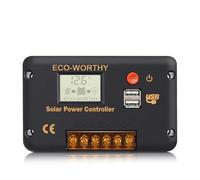 ECO-WORTHY 30A 12V/24V Contrôleur de Charge panneau solaire, régulateur intelligent avec écran LCD, PWM Intégré, Double Port USB, Protection contre les Surcharges pour Batteries