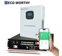 ECO-WORTHY Batterie LiFePO4 5,12 kWh 48 V 100 Ah Bluetooth avec prise en charge CAN&RS485,3U Boîtier pour armoire de serveur avec onduleur hybride 3000 W pour système solaire Kit complet
