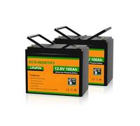 ECO-WORTHY Batterie Lithium 12V 200AH 2 Pack Batterie Lithium 12v 100ah avec Plus de 3000 Cycles Profonds et Protection BMS, lifepo4 pour Camping-Car, système Solaire, kit Panneau Solaire