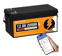 ECO-WORTHY Batterie Lithium 12V 280Ah Bluetooth,6000+ Cycles,Protection BMS,Remplace La Batterie LiFePO4 200Ah,pour camping-car