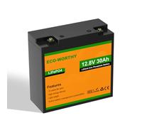 ECO-WORTHY Batterie Lithium 12V 30 AH avec Protection BMS 25A et Max. 15 000 Cycles, Batterie lifepo4 pour Camping Car, RV, Panneau Solaire,système Solaire Complet ect.