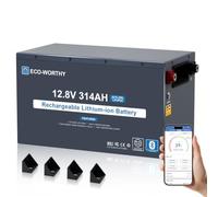 ECO-WORTHY Batterie Lithium 12V 314Ah 4019Wh Bluetooth LiFePO4 EnergyRock | avec Interrupteur de Sécurité, Résistante à la Haute Température et Protection Contre la Basse Température