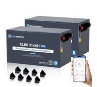 ECO-WORTHY Batterie Lithium 12V 314Ahx2 Bluetooth LiFePO4 EnergyRock | avec Interrupteur de Sécurité, Résistante à la Haute Température et Protection Contre la Basse Température