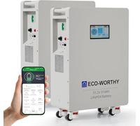 ECO-WORTHY Batterie lithium 48V 314Ah*2, stockage d'énergie 32,2 kWh et disjoncteurs PACE BMS 200A RS485/CAN/RS232 avec Bluetooth/WLAN pour l'alimentation électrique de secours à domicile