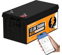 ECO-WORTHY Bluetooth Batterie Lithium 12V 280AH, LiFePO4 Rechargeable avec BMS, Batterie Lithium pour Camping-Car, pêche à la Ligne, caravanes, système Solaire