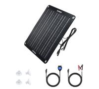 ECO-WORTHY Chargeur de batterie solaire de voiture 10 W 12 V, panneau solaire monocristallin, charge de maintien, chargeur solaire avec support et câbles pour caravane, voiture, bateau, moto