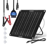 ECO-WORTHY Chargeur de Batterie Solaire de Voiture OBDII 10 W Amélioré 12 V, Panneau Solaire Mono, Charge de Maintien, Chargeur solaire avec Support et Câbles pour Caravane, Voiture, Bateau, Moto