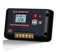 ECO-WORTHY Chargeur solaire 30 A - Régulateur intelligent de batterie avec double port USB - Auto 12/24 V PWM - Positive Ground