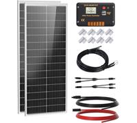 ECO-WORTHY Kit Panneau Solaire 200W (2x100W) 12V 18BB Type N, Rendement 25% avec Régulateur de Charge 30 A, Convient pour Camping-cars, Bateaux et Systèmes Solaires.