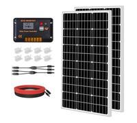 ECO-WORTHY Lot de 2 panneaux solaires monocristallins 200 W 12 V 100 W avec régulateur de charge LCD 30 A pour camping-car, caravane, bateau, camping, installation solaire