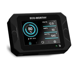 ECO-WORTHY Moniteur de Batterie 300A avec Capteur Hall, Moniteur de Batterie 9-80V pour Batterie Li-ion/LiFePO4/AGM/Gel dans Système Solaire/Chariot/RV