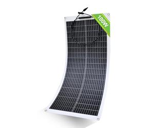 ECO-WORTHY Panneau Solaire Souple 12V 100W Flexible MONO avec Câble de Recharge pour Camping-Car, Bateau, Batteries 12V