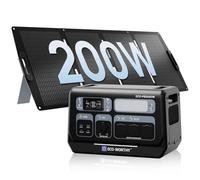 ECO-WORTHY PS2400 Generateur Electrique Portable avec panneau solaire de 200W, Batterie lithium 2048Wh avec 10 ports (crête 4800 W) Fonction WiFi & Bluetooth pour camping-car, camping