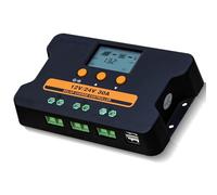 ECO-WORTHY Régulateur de charge solaire 30 A 12 V/24 V, contrôleur de chargeur solaire PWM peut ajuster les paramètres de la batterie individuellement avec double port USB 5 V et affichage LCD pour