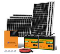 ECO-WORTHY Système solaire 4kWh 1000W 24V avec onduleur et batterie: 6 panneaux solaires 170W + 2 batteries au lithium 100Ah + 3000W 24V-220V tout-en-un contrôle de l'onduleur