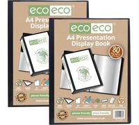 Eco066x2 A4 50% Recycled Black Plastic Display Book With Pockets (Pack Of 2)
