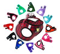EcoBark Teacup Dog Harness in Red Plaid - Step in Luxury Soft Reflective Halter - Ultra Padded Mesh - Comfortable & Secure Halter Vest
