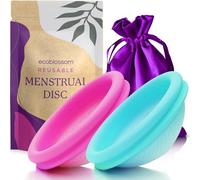 Ecoblossom Disques menstruels réutilisables et anti-fuites - En silicone de qualité médicale, durables. Lot de 2 disques menstruels de grande taille, capacité de 68 ml