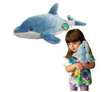 EcoBuddiez - Dauphin de Deluxebase. Peluche Douce Moyenne de 38cm Faite de Bouteilles en Plastique Recyclées. Cadeau Calin écolo pour Enfants et Animal Doux et Mignon pour Bambins.