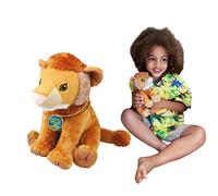 EcoBuddiez - Lion de Deluxebase. Peluche Douce Moyenne de 20cm Faite de Bouteilles en Plastique Recyclées. Cadeau Calin écolo pour Enfants et Animal Doux et Mignon pour Bambins.