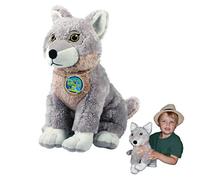 EcoBuddiez - Loup de Deluxebase. Grande Peluche Douce de 30cm Faite de Bouteilles en Plastique Recyclées. Cadeau Calin écolo pour Enfants et Animal Doux et Mignon pour Bambins.