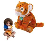 EcoBuddiez - Tigre de Deluxebase. Grande Peluche Douce de 30cm Faite de Bouteilles en Plastique Recyclées. Cadeau Calin écolo pour Enfants et Animal Doux et Mignon pour Bambins.