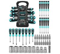 EcoBuild Ensemble de tournevis et douilles 44 pièces,tournevis de précision, porte-embouts magnétique, embouts et 25 mm - Plat, Croix, Étoile et Multi-empreinte pour usage domestique et professionnel