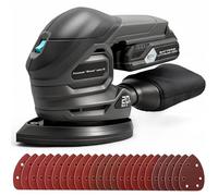 Ecobuild Ponceuse Triangulaire Sans Fil 20V, Mini Ponceuse Bois 12000 tr/min avec Sac à Poussière, 20 Feuilles Abrasives, Poignée Ergonomique, Batterie 2.0Ah et Chargeur Inclus,Ponceuse Murale